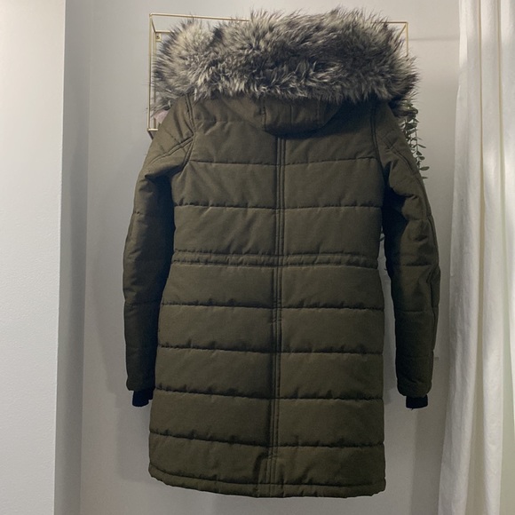 BCBG Army Green Mid Length Winter Coat - Picture 3 of 6